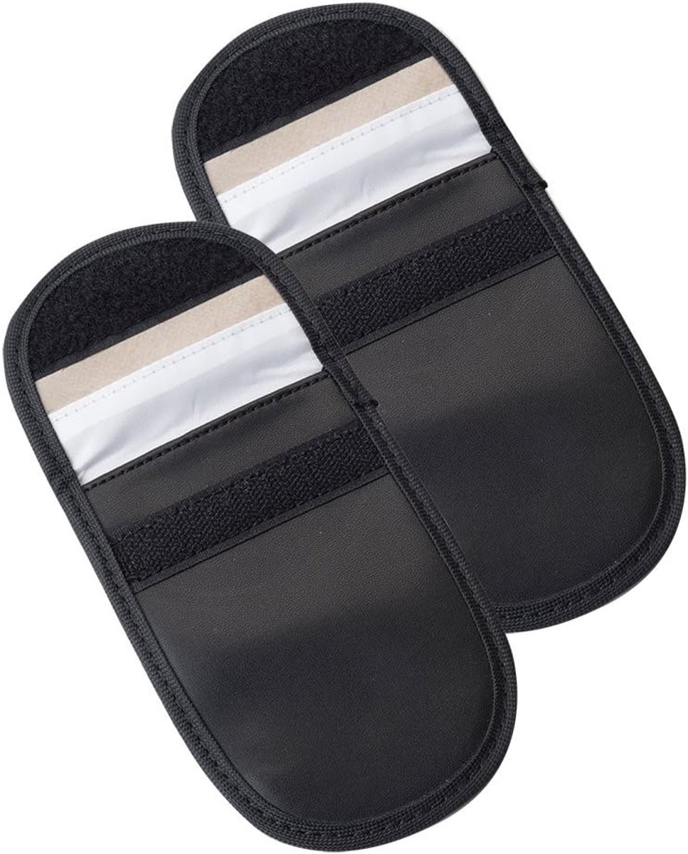 Autosleutel Signal Blocker Pouch, 2 Stuks Rfid Blocking Bag Pouches Voor Keyless Car Diefstalpreventie Voor Autosleutels & Creditcards - Pu Leather Case - Zwart