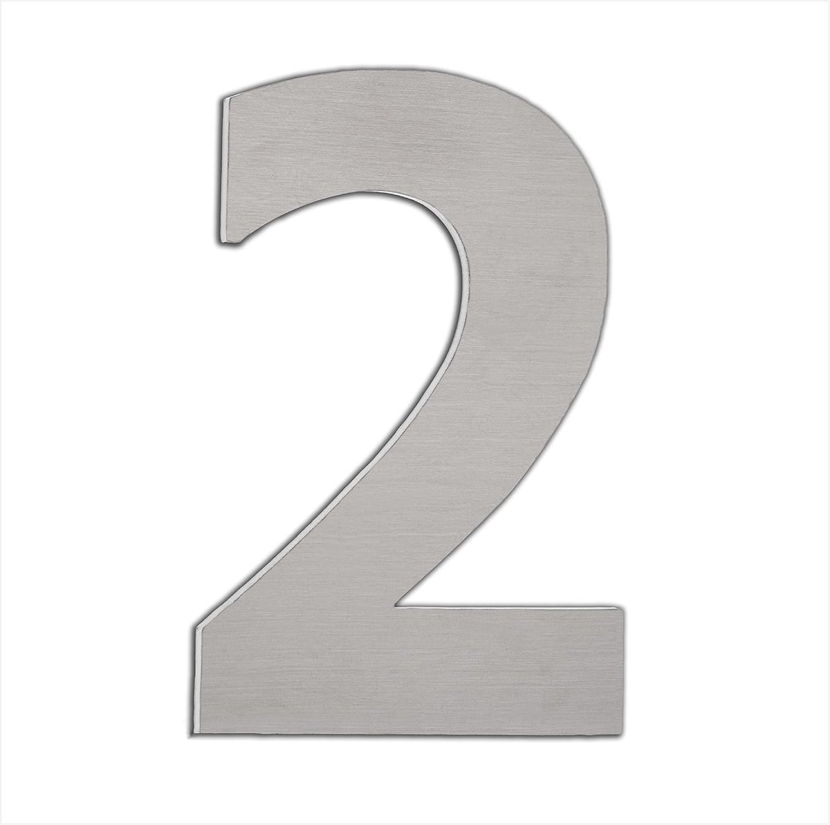 Huisnummers "2" de 120 mm, afwerking mat inox Rvs 304, Lijm 3m