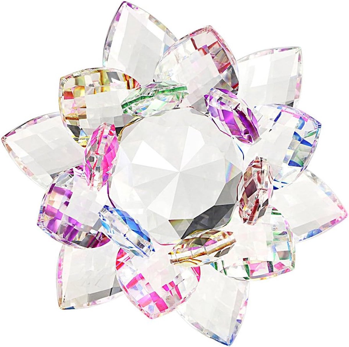 100MM Kleurrijke Regenboog Kleur Crystal Sparkle Crystal Lotus Bloem Ornamenten Craft Decoratie Thuis Feng Shui Decoratie