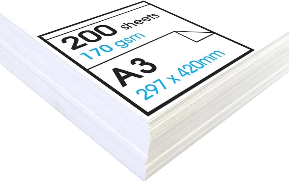 Tekenpapier, 170g/m², 200 Losse Vellen, Zuurvrij Tekenpapier Gebroken