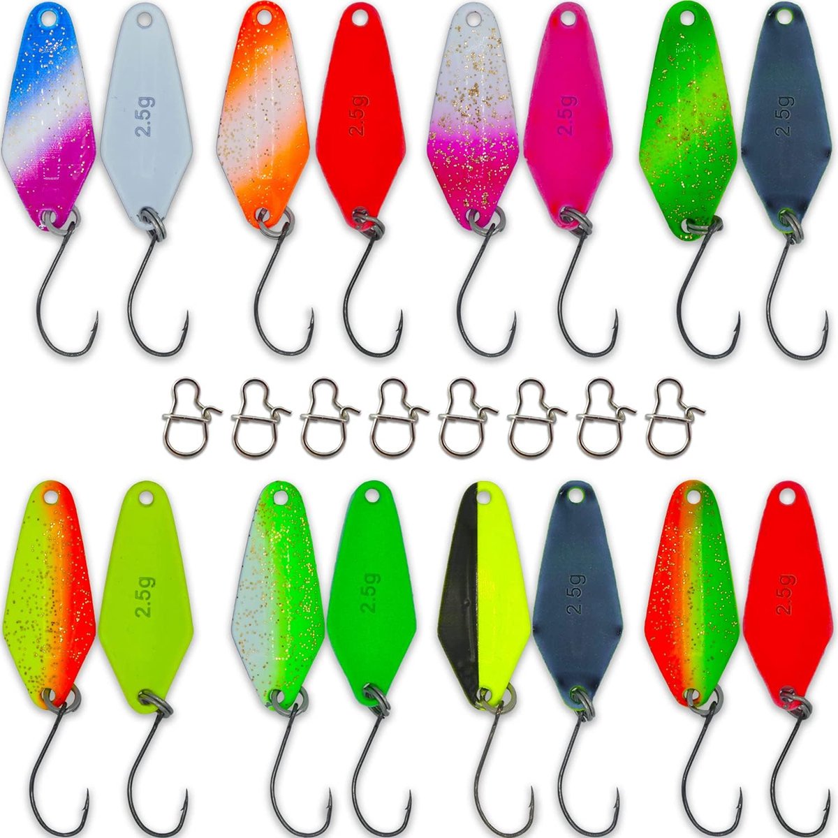 Fishing Forel Spoon Set 8 2,5g Spoons met 8 Snaps forelaas Set voor forellen vissen forellen blinker - Spoons forel