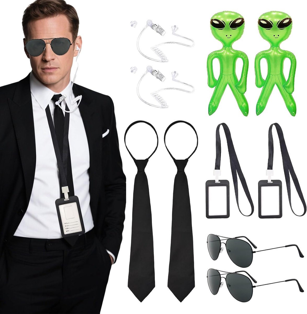 Set van 12 accessoires voor geheime agent kostuumaccessoires