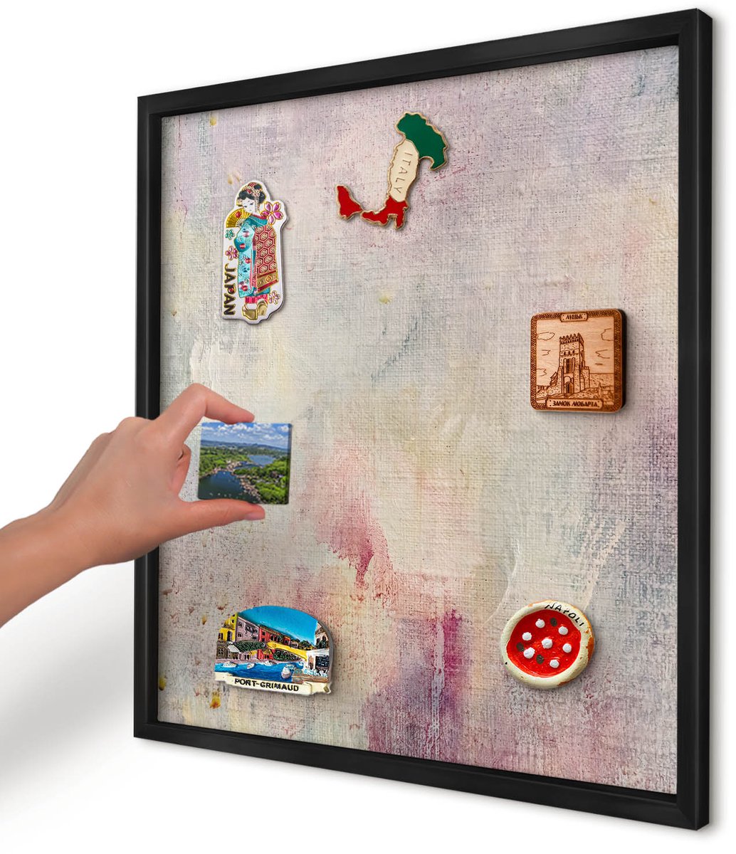 Artprintcave Romig Magneetbord mit Zwart Frame - 50x50 cm - Pastel Abstractie Memobord Keuken - Abstract Magneetbord Voor Keuken - Abstractie