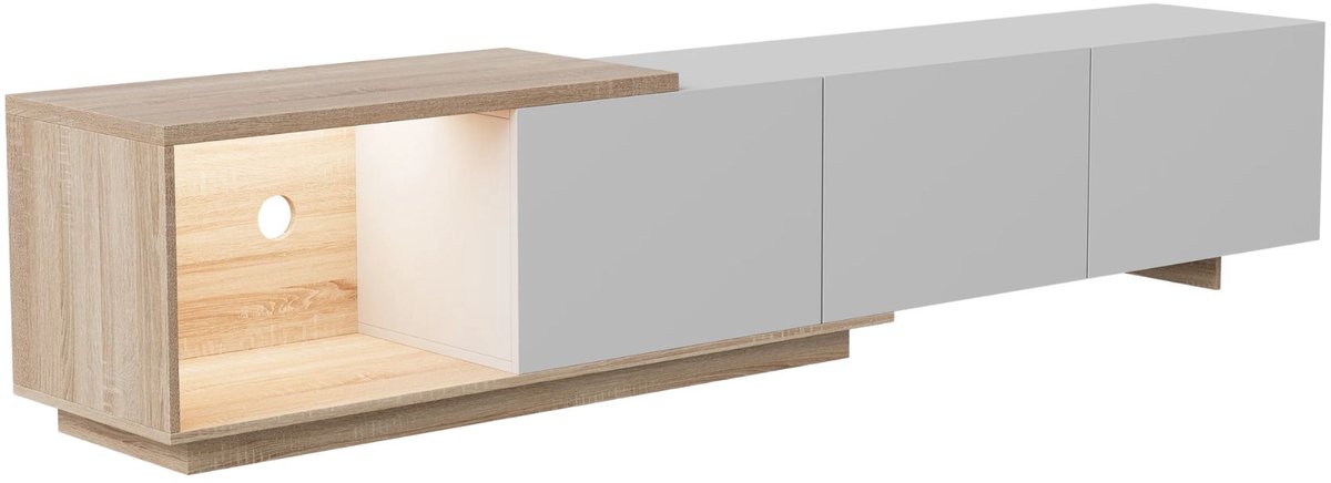 Happiq TV Meubel Wit - Modern Dressoir met LED Verlichting, Lades, Opbergruimte