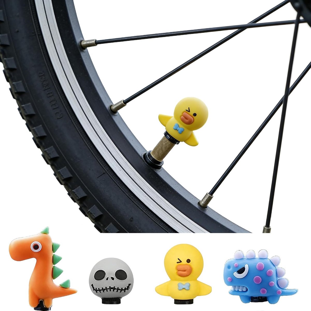 Ventieldoppen voor fiets, ventieldoppen van pvc, schattig | Grappige ventieldoppen voor fiets, Schrader-ventieldop, kleurrijk, ventieldoppen, bandenventieldecoratie, motorventieldoppen