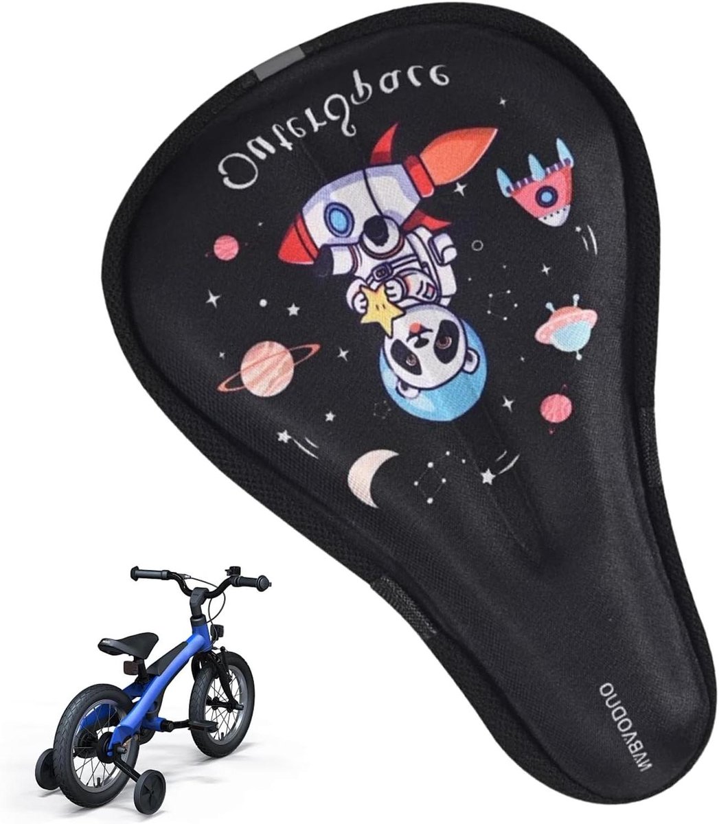 Fietszadelkussen Kinderen - Zadeldek Fiets - Comfortabel Fietsen - Schokabsorberende Gel - 15 x 22 cm - Zwart