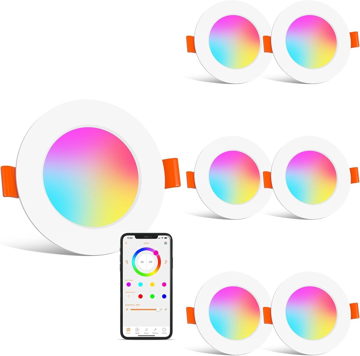 kleur RGB, kleurverandering, warmwit, Bluetooth, 2700 K, 8 W, 220 V, meerkleurig, IP44, voor badkamer, keuken.