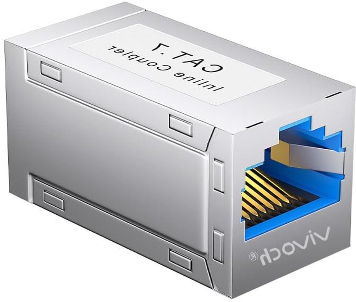 Cat7 Keystone Koppelaar - RJ45 Inline Koppelaar - Netwerk Uitbreiden - Volledig Afgeschermd - 2 stuks - Zilver