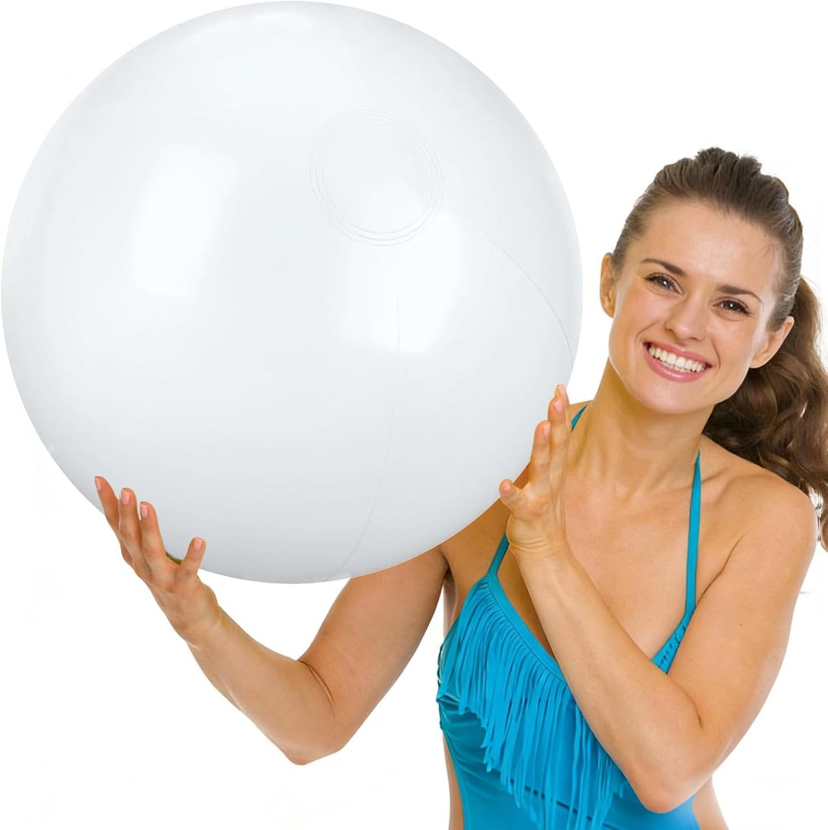 2 stuks opblaasbare strandbal, 61 cm, waterbal van pvc, grote opblaasbare strandballen voor zwembad, strand, tuinfeest en zomer