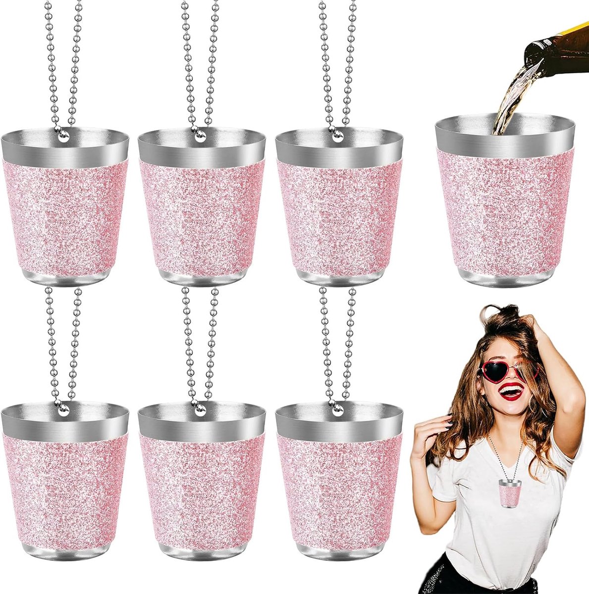 6 Stuks Borrelglaasjes van Roestvrij Staal, Borrelglaasjes 30 ml