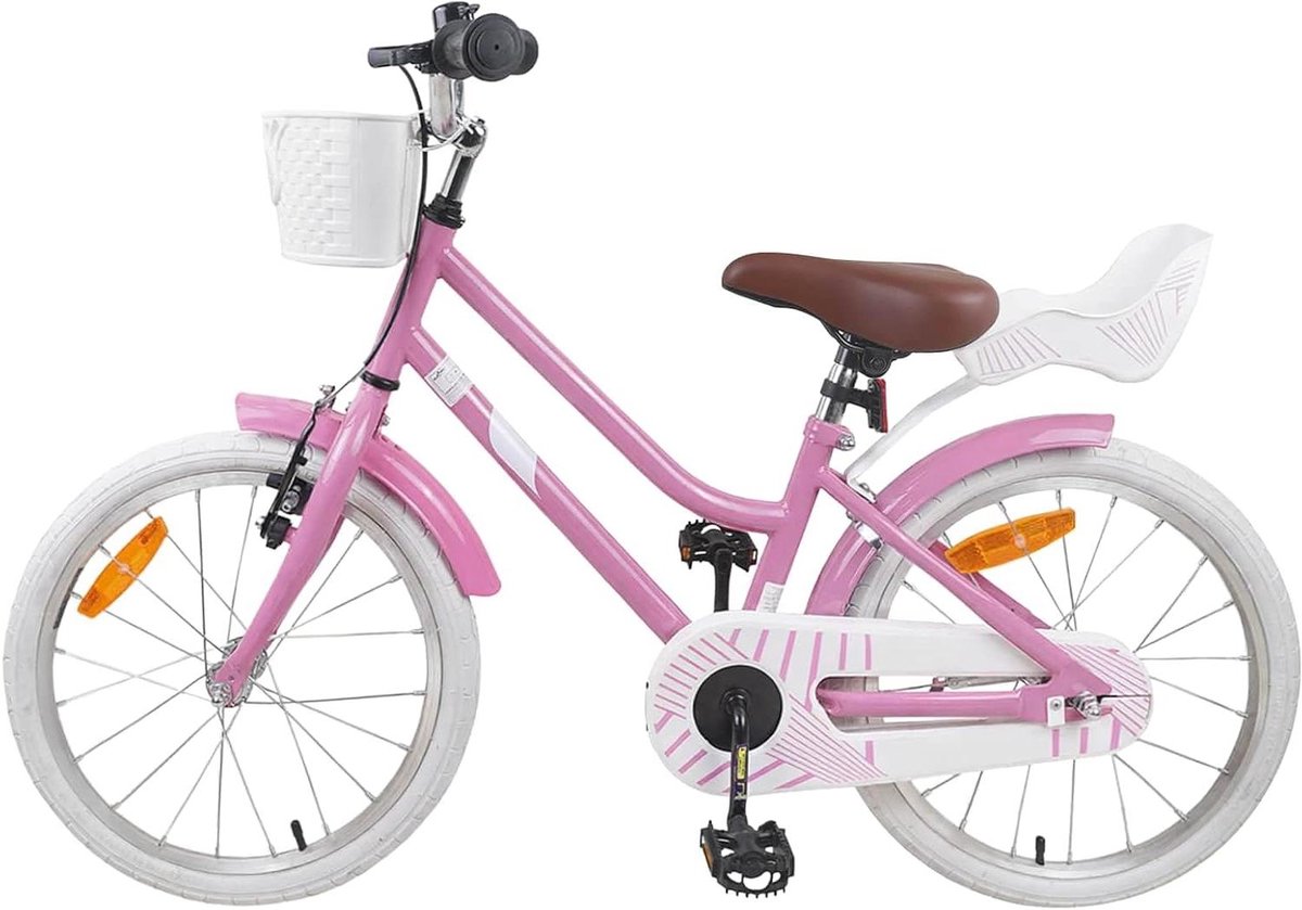 Kinderfiets - Meisjesfiets Kind - Lekker Fietsen - Stalen Frame - 18 inch - Lichtroze
