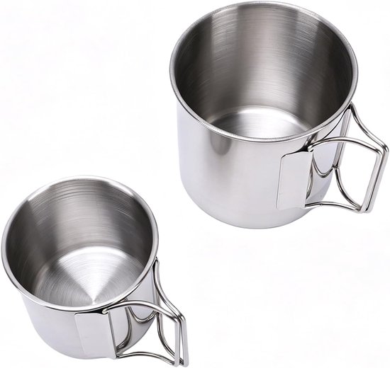 Camping Waterkoker Mok Set - Outdoor Koffie Set - Buiten Koken - Roestvrij Staal - 5 Delig - Zilver — afbeelding 4