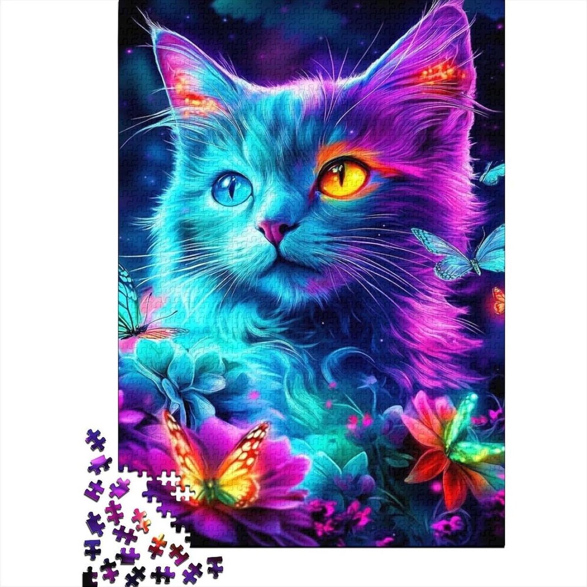Kleurrijke Kat Puzzel - Legpuzzel Volwassenen - Ontspanning Thuis - Gerecycled Materiaal - 38 x 26 cm - Stijl-7