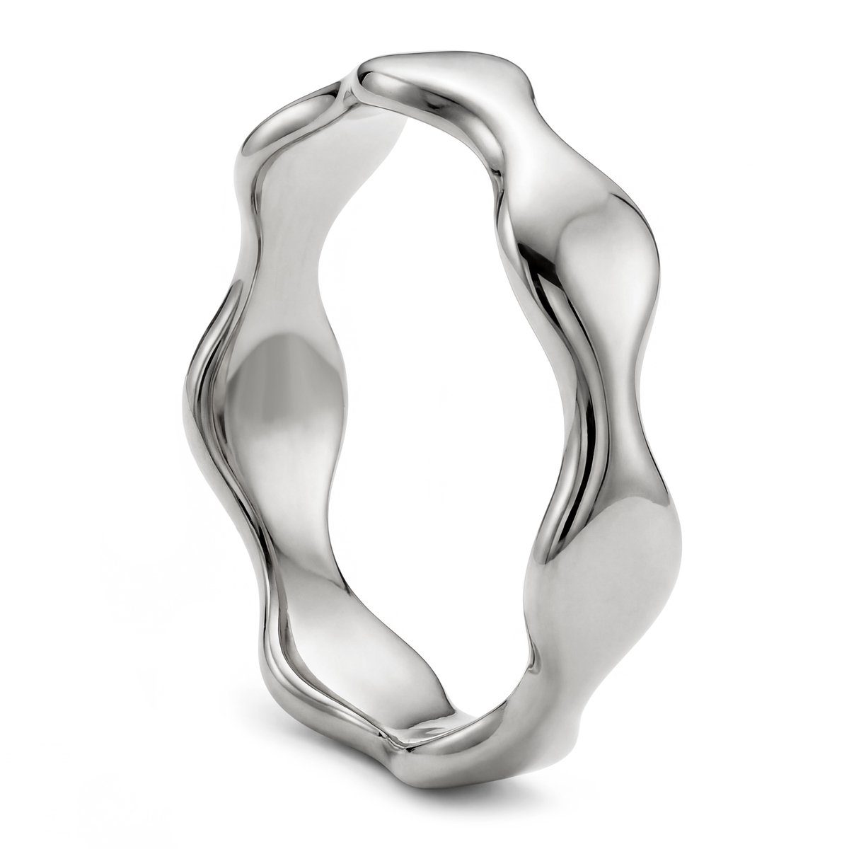 Molten | 6 mm zilverkleurige roestvrijstalen golvende ring