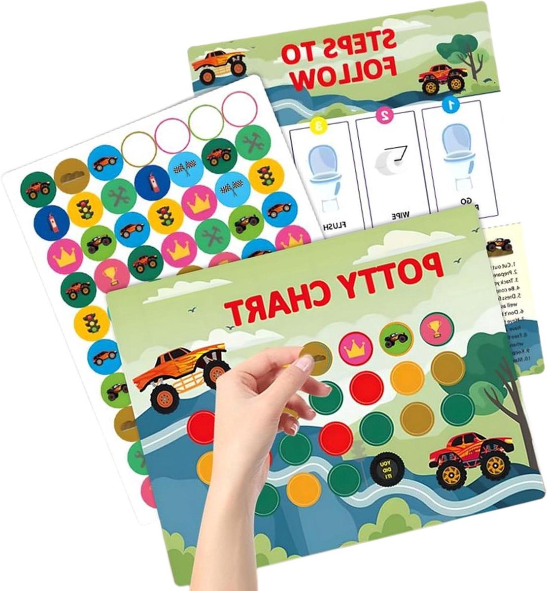 Beloningstabel Potjestraining - Zindelijkheidstabel Kinderen - Gedragsmotivatie Kind - Interactief en Herbruikbaar - 26 x 20 cm - Stickers met thema's