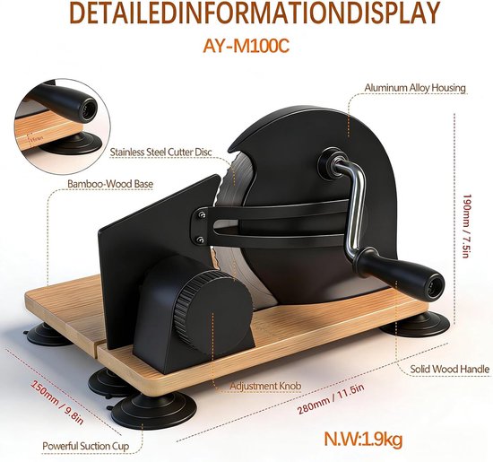 SnelShoppen - Handmatige Broodsnijder met Instelbare Dikte - Gelijkmatig Snijden - Ergonomisch Handvat - Zuurdesembrood Snijgereedschap - RVS en Compo — afbeelding 5