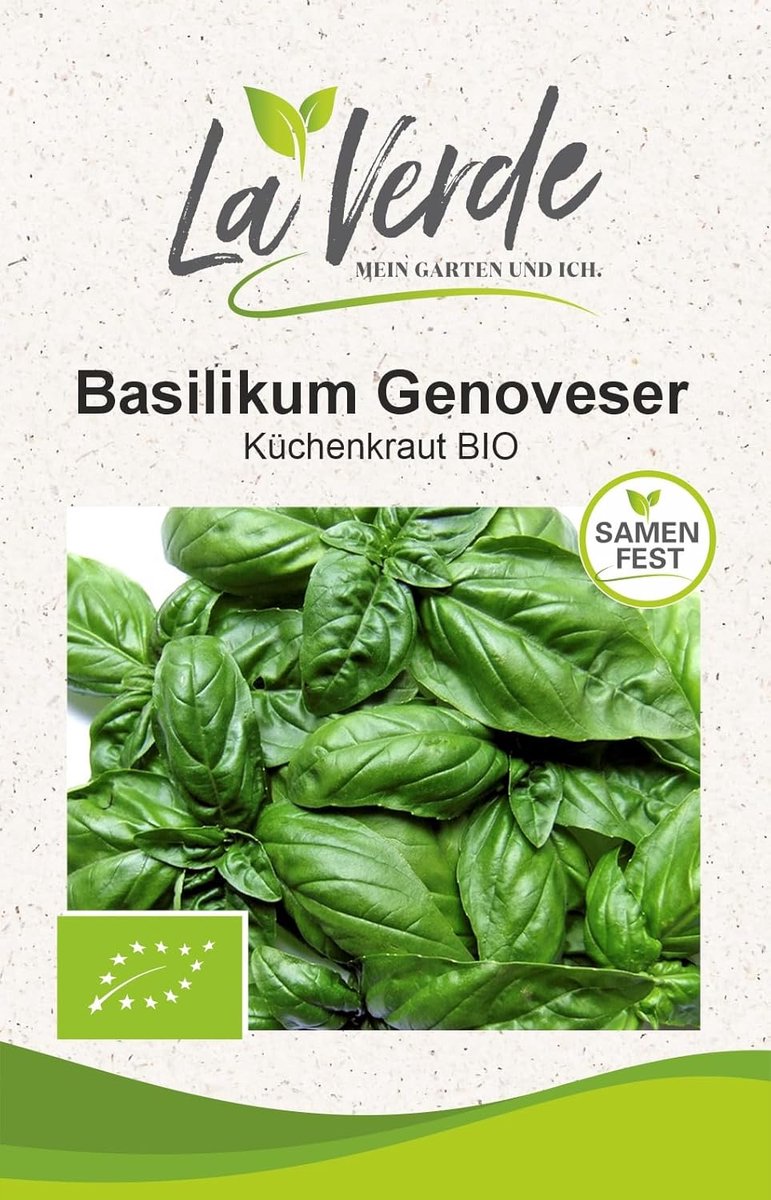 SnelShoppen - Basilicum Genovese Biologische Kruidenzaden - Voor 250 Planten - Grote Bladeren - Intense Smaak - Ideaal voor Italiaanse Gerechten - Tui
