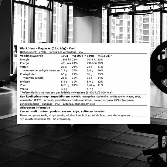 Blackfriars Flapjacks (25x110g) Fruit - Repen - Energie repen — afbeelding 2