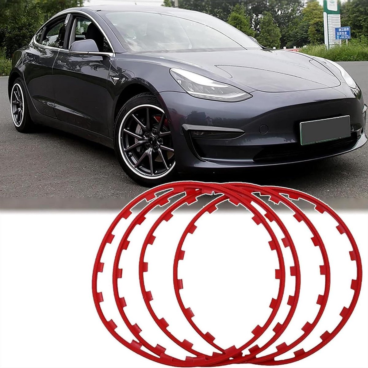 Velgbeschermer - Wielrandbescherming Hub Guard - Schade Voorkomen - Universele Pasvorm - 17 inch - Rood