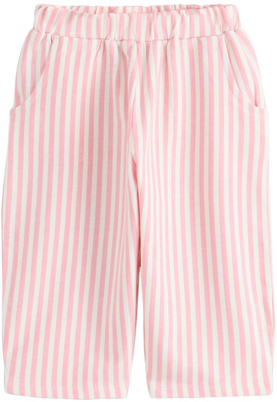 Lichtroze gestreepte broek met steekzakken.