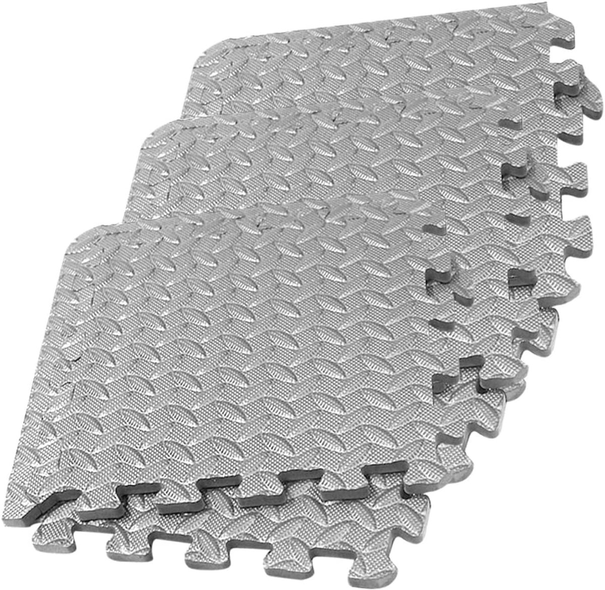 Vloermatten - Sportmatten - Thuis sporten - Bladnerf design - 6 stuks - Grijs
