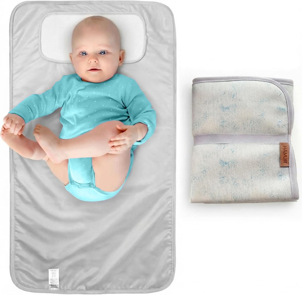 Draagbaar Aankleedkussen - Baby Verschoonkussen - Onderweg Luiers Wassen - Waterdicht En Wasbaar - 40 x 70 cm - Effen Groen