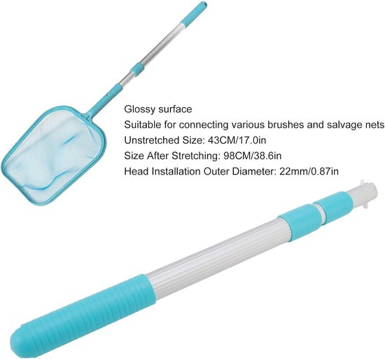 Zwembad Telescoopsteel - Reinigingshandvat Telescoop - Zwembad Onderhoud - Verstelbaar Aluminium - Tot 98 cm - Zilver — afbeelding 3