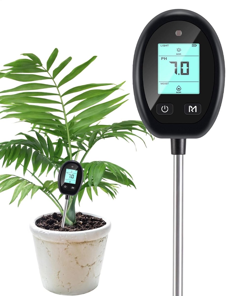 Bodemtester Tuin - pH Vochtmeter - Planten Groei - 6-in-1 Functies - 31 cm Lengte - Zwart