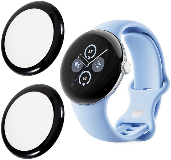 Screen Protector Geschikt voor Google Pixel Watch 2 / Pixel Watch Full Cover Zwart (2-Pack)