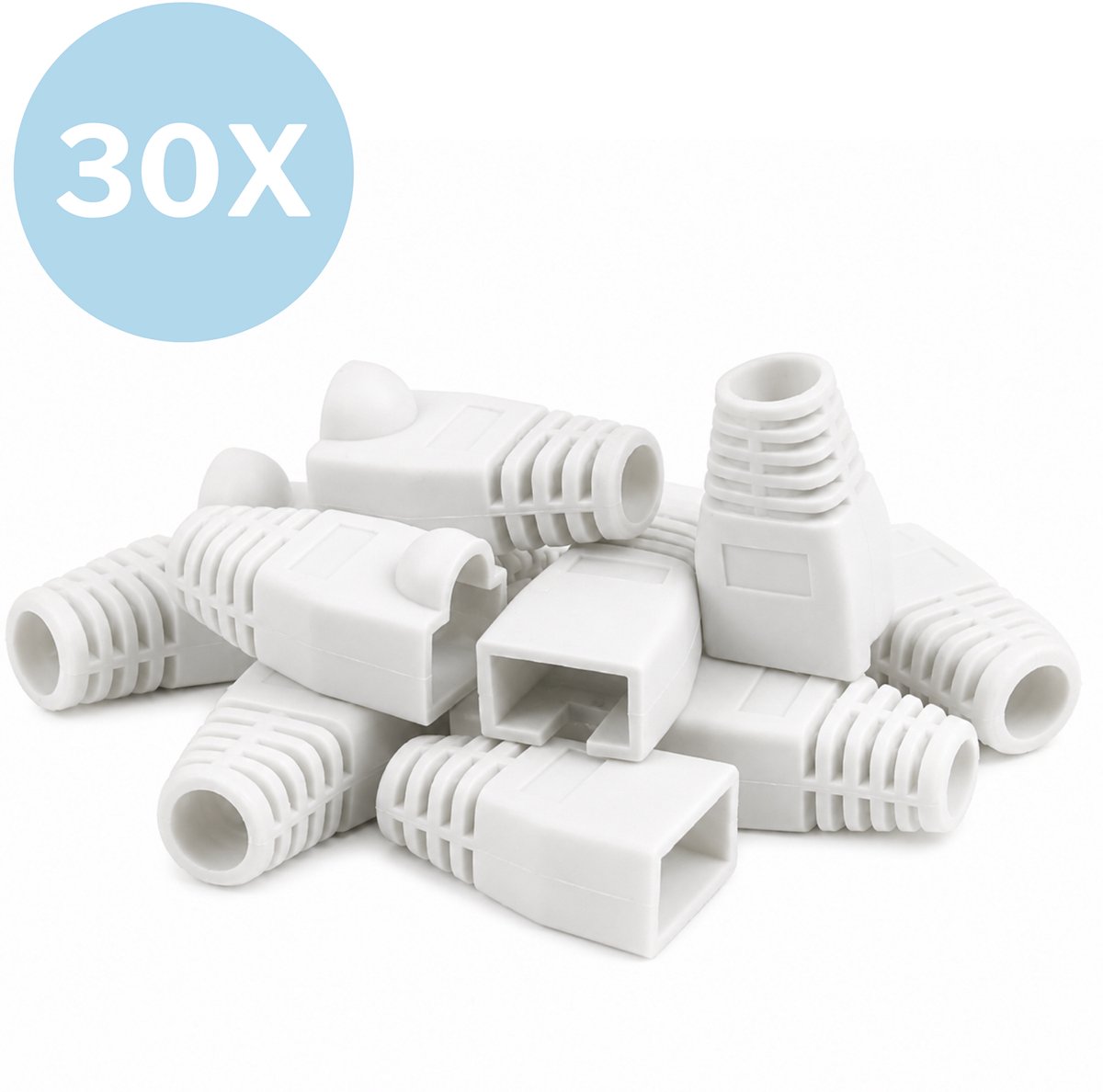 By Qubix internetkabel - 30 x RJ45 Netwerkkabel Tule - UTP en FTP Connector - Wit - UTP kabel