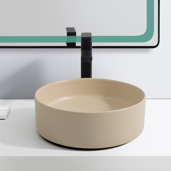 WOON-DISCOUNTER.NL - Venta 37 - Beige - Lavabo - Céramique - Rond - 251102