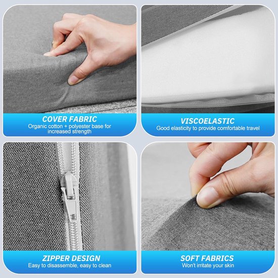 Vouwmattress - Kampeermatras Campermatras - Comfortabel Slapen - Speciaal voor VW Bus - 185 x 148 x 8 cm - Grijs — afbeelding 4