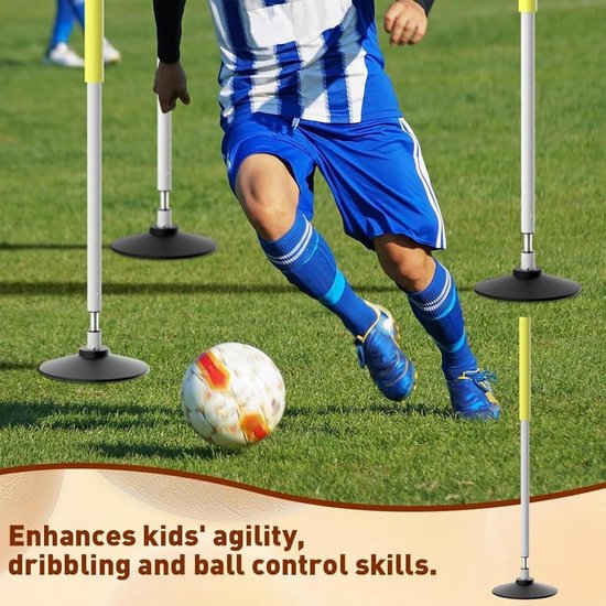 Voetbal Trainingsstokken - Agility Polen - Sport Training - Snel Rebound Mechanisme - 60 cm - Geel — afbeelding 2