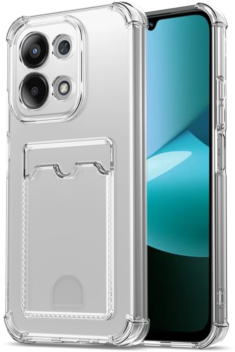 Transparant Hoesje met Pasjeshouder Geschikt voor Xiaomi Redmi 15 (5G) | Back Cover Dun TPU | Schokbestendig | Ultra Dun | Kaarthouder Achterkant | Shockproof | Doorzichtig