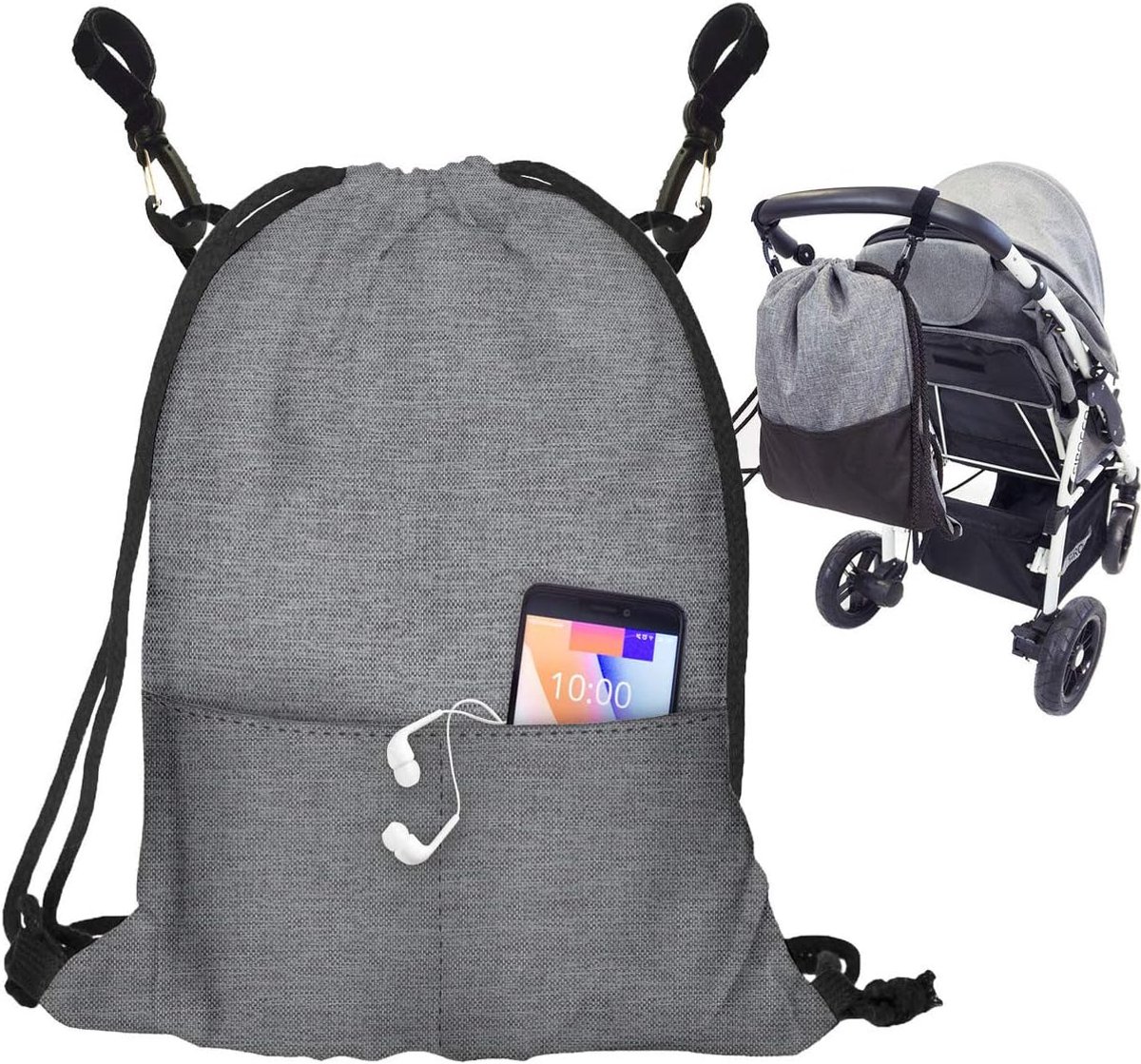 Baby Stroller Organizer - Buggy Tas - Wandelwagen Organiseren - Universele Bevestiging - 46x35 cm - Bruin