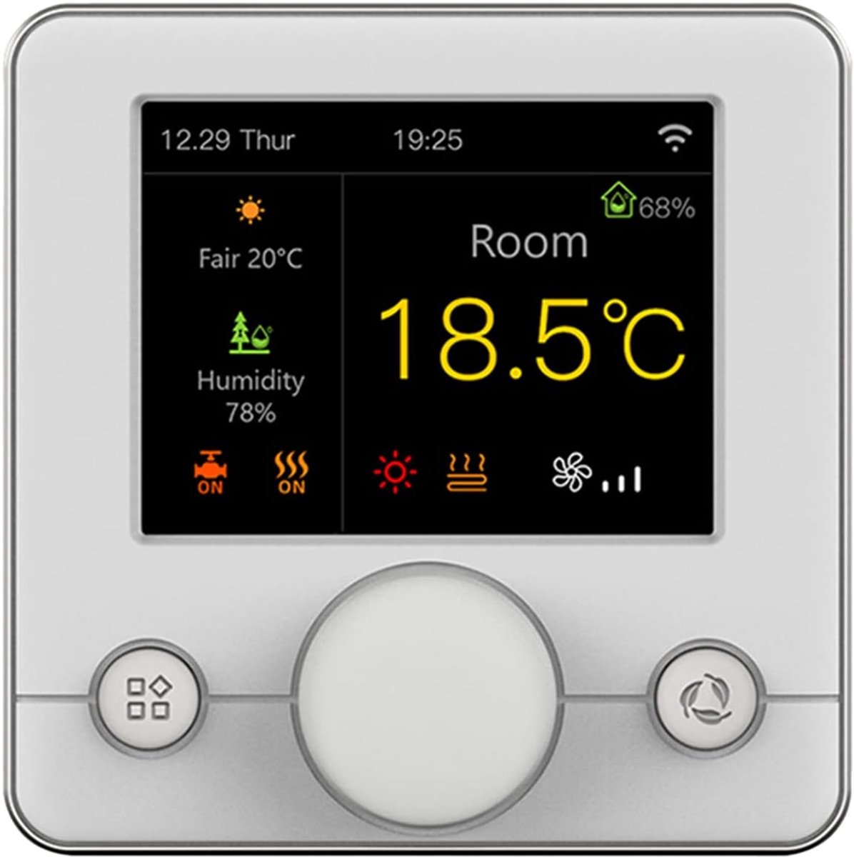 Slimme thermostaat - Digitale regelaar - Boiler temperatuur - Wekelijks programmeerbaar - 2.8 inch display - Zilver