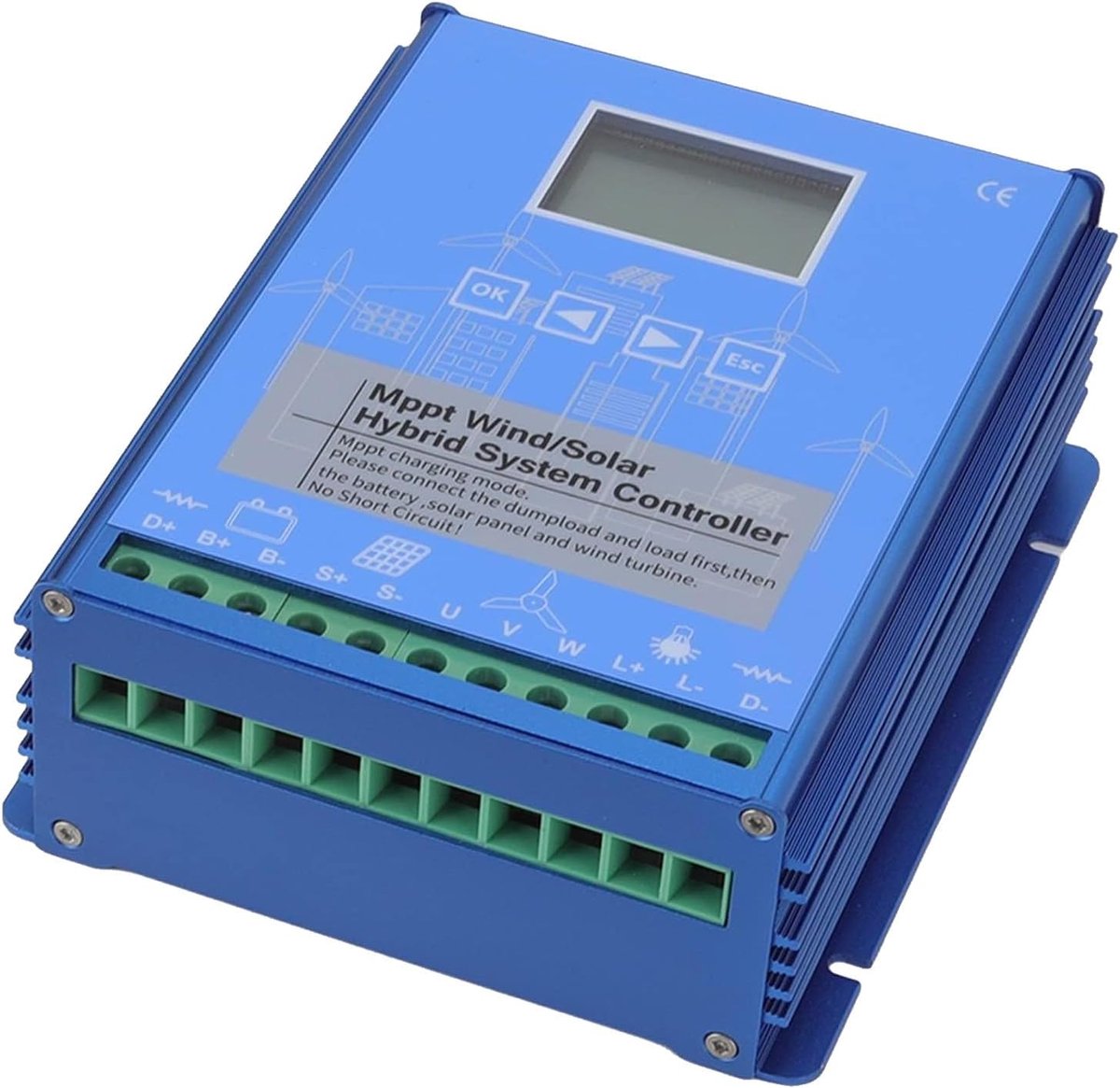 Hybride Laadregelaar - Wind Zonne Energie - Energie Beheer - MPPT PWM Technologie - 12000W - Zilver