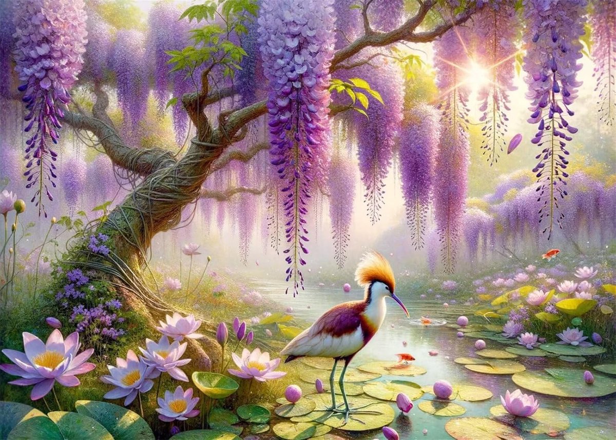 Volwassen Puzzel - Educatief Spel - Ontspanning Thuis - 1:1 Poster Inclusief - 5000 Stukjes - Paars Bloemen