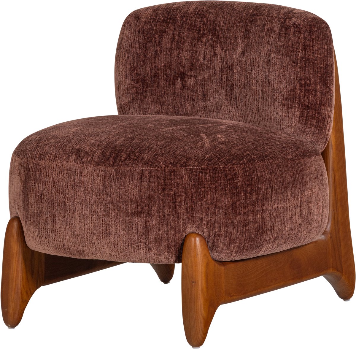 WOOOD Runi Fauteuil - Hout/Velvet - Paars/Bruin - 69x64x72
