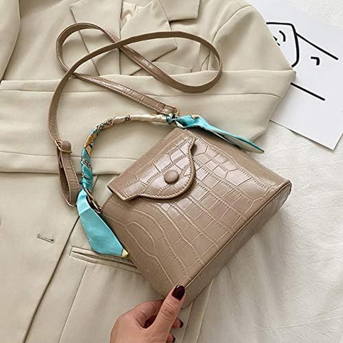 Dames Schoudertas - Cadeau Tas - Dagelijks Gebruik - Alligator Patroon - N.v.t. - Camel
