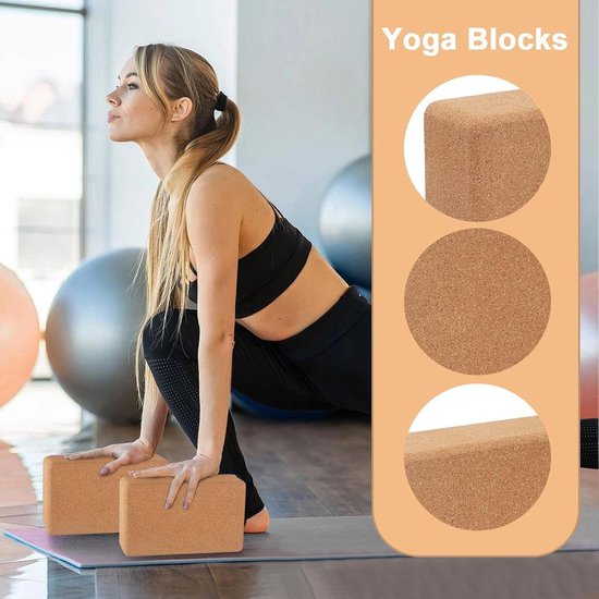 Yoga Blok - Pilates Gereedschap - Fitness Training - Antislip Kurk - 23 x 15.5 x 8 cm - Natuurlijk — afbeelding 3