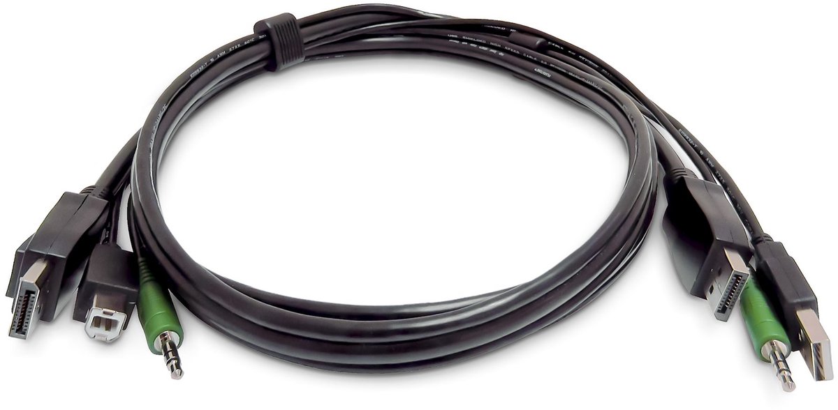 Image of StarTech.com 1,8m DisplayPort KVM Kabel, USB 2.0, 3.5mm Audio, Universeel Compatibele Combo Kabel voor KVM Switches, TAA Compliant