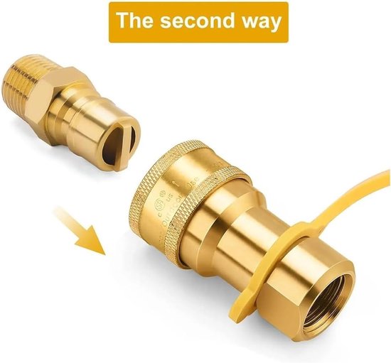 Gas Snelkoppeling Set - Messing Connector - Apparaten Aansluiten - Automatische Afslag - 1/2 Inch - Geel — afbeelding 5