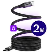 Buddi Flex | Magnetische USB-C naar USB-C Kabel 60W Fast Charge | 480Mbps Dataoverdracht | Gevlochten Nylon | Magnetische Kabel | Ideaal voor op Bureau | Handige Kabel | 2M | 2 Meter | Zwart