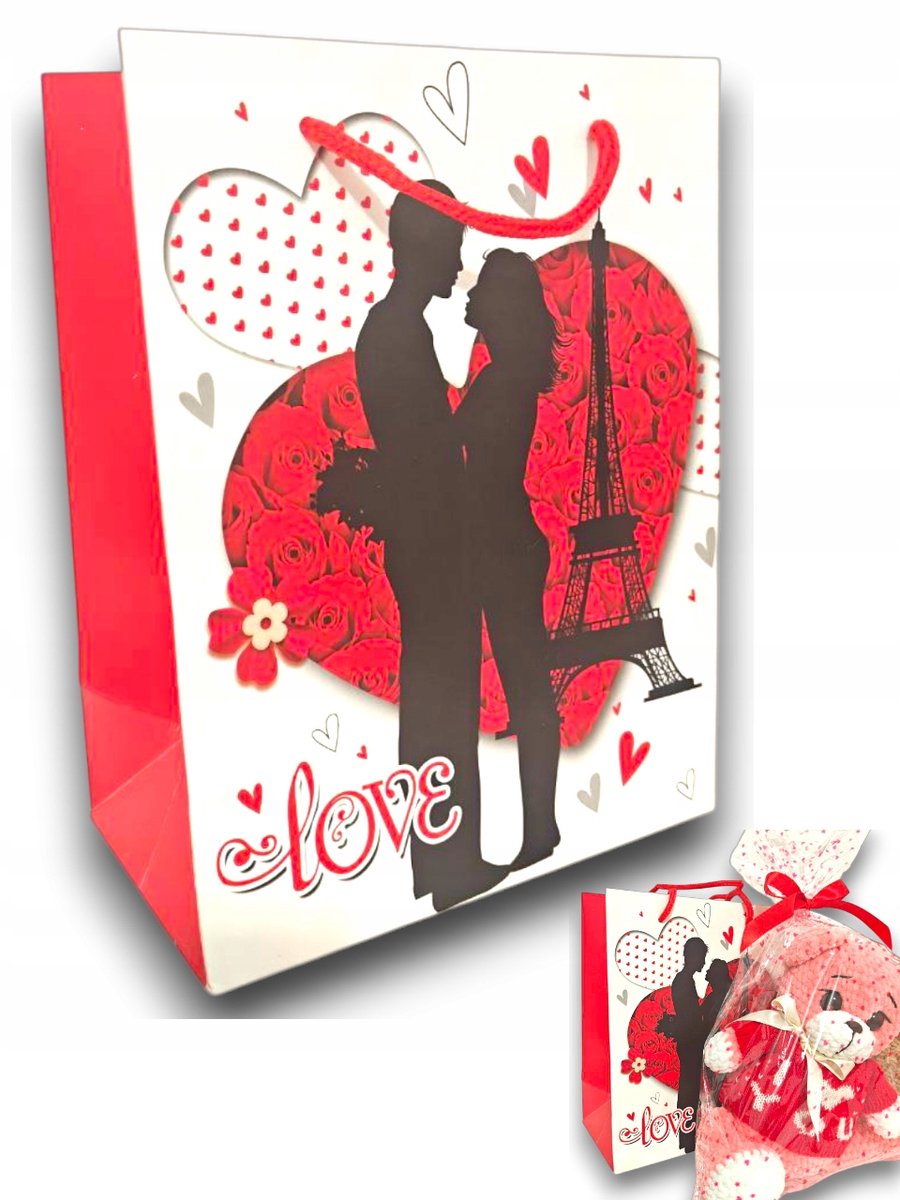 Papieren Cadeautas Valentijn - Romantisch Design met Hartjes
