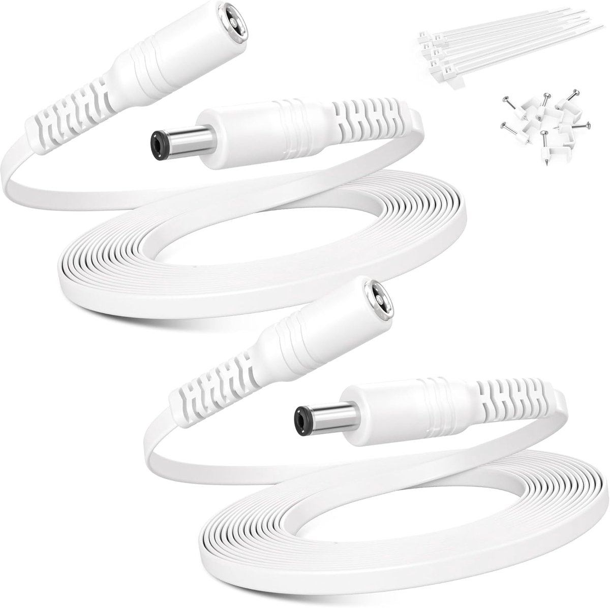 DC 12V Verlengkabel 9M 2 Stuks,5,5 × 2,1 mm Platte Voedingskabel | 5521 Bus naar Stekker voor CCTV Bewakingscamera,IP Netwerkcamera,DVR's,Router,LED Strip,Monitor en Andere 12V Apparaten