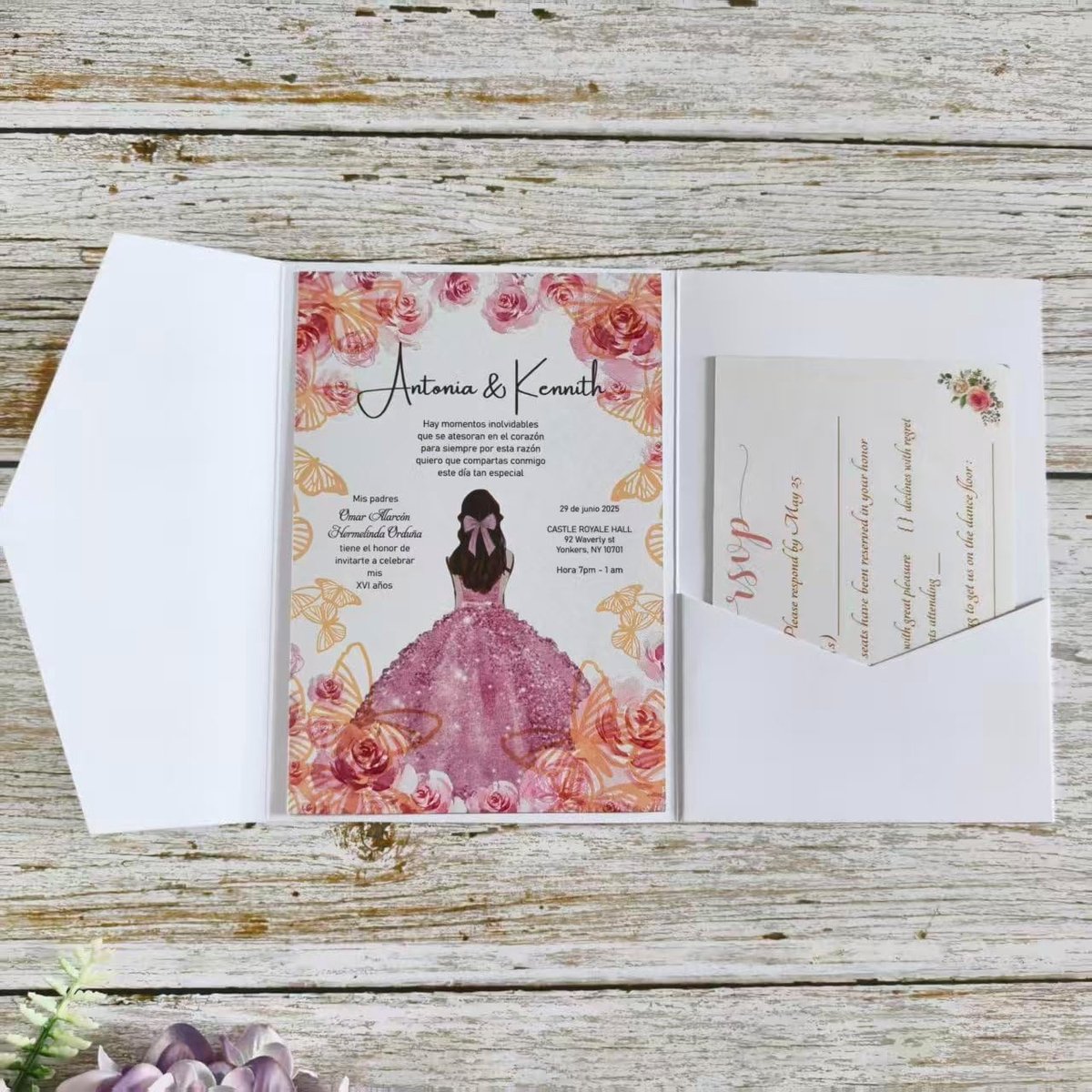 Enveop Uitnodigingskaarten voor bruiloft, verloving, verjaardag, Quinceanera, wit, 25 stuks