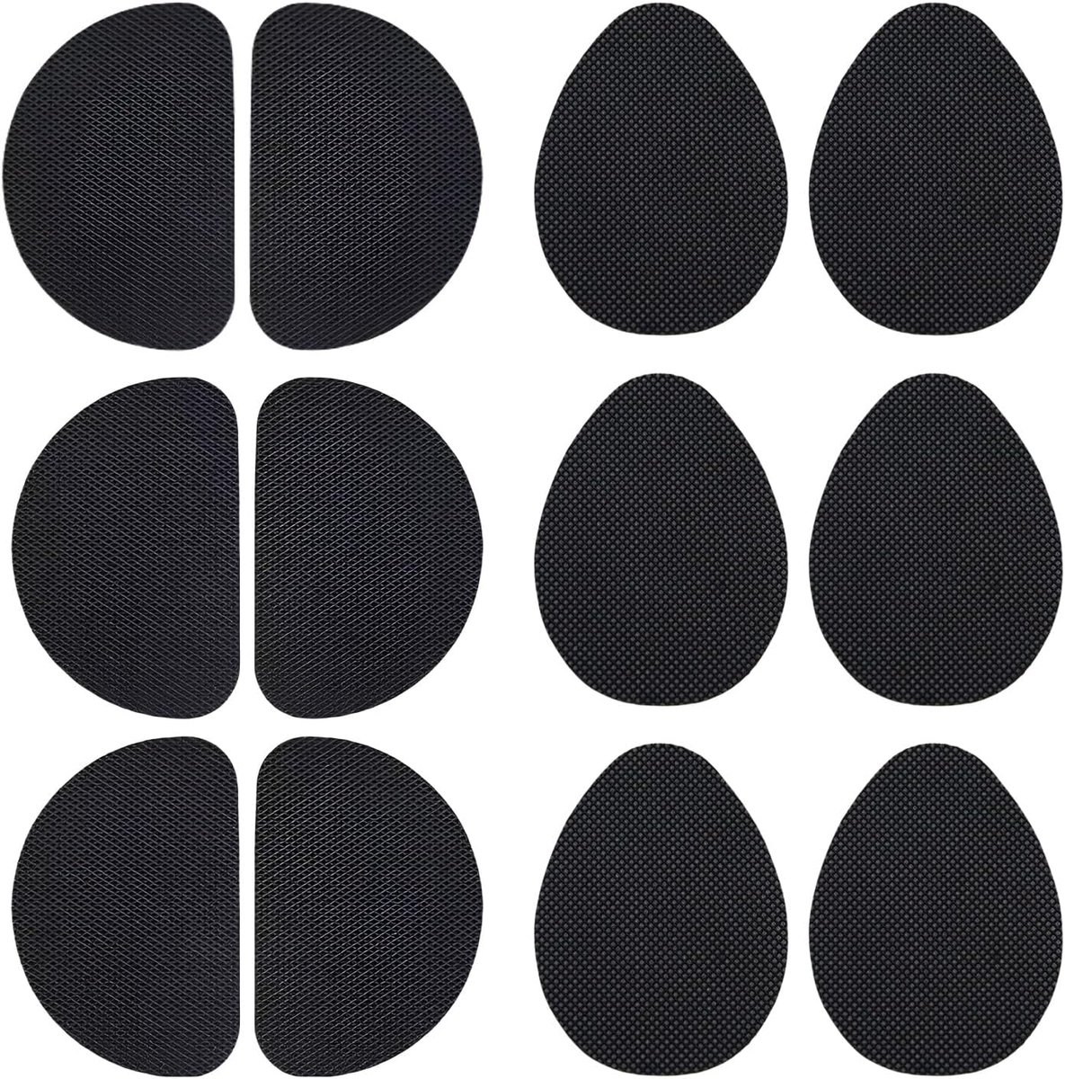 Set van 6 paar antislippads voor schoenen, zool en hiel, van siliconen, druppelvormig, verstelbaar en op maat te snijden, ideaal voor gymschoenen