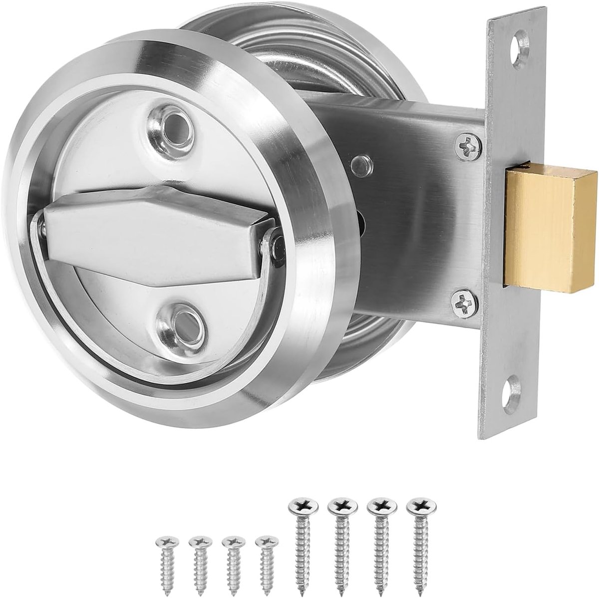 3 inch ronde inbouwdeurgreep roestvrij staal verborgen handgreep verborgen knop met dubbele ringen voor verschillende zilver 1 stuk (deurdikte: 30-50 mm)