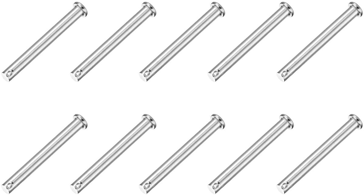 10 stuks M8 x 70 mm eengats klauwstiften, 304 roestvrij staal, platte kop, voor aanhangervergrendeling, monteurreparatie, meubelinstallatie, industriële installaties